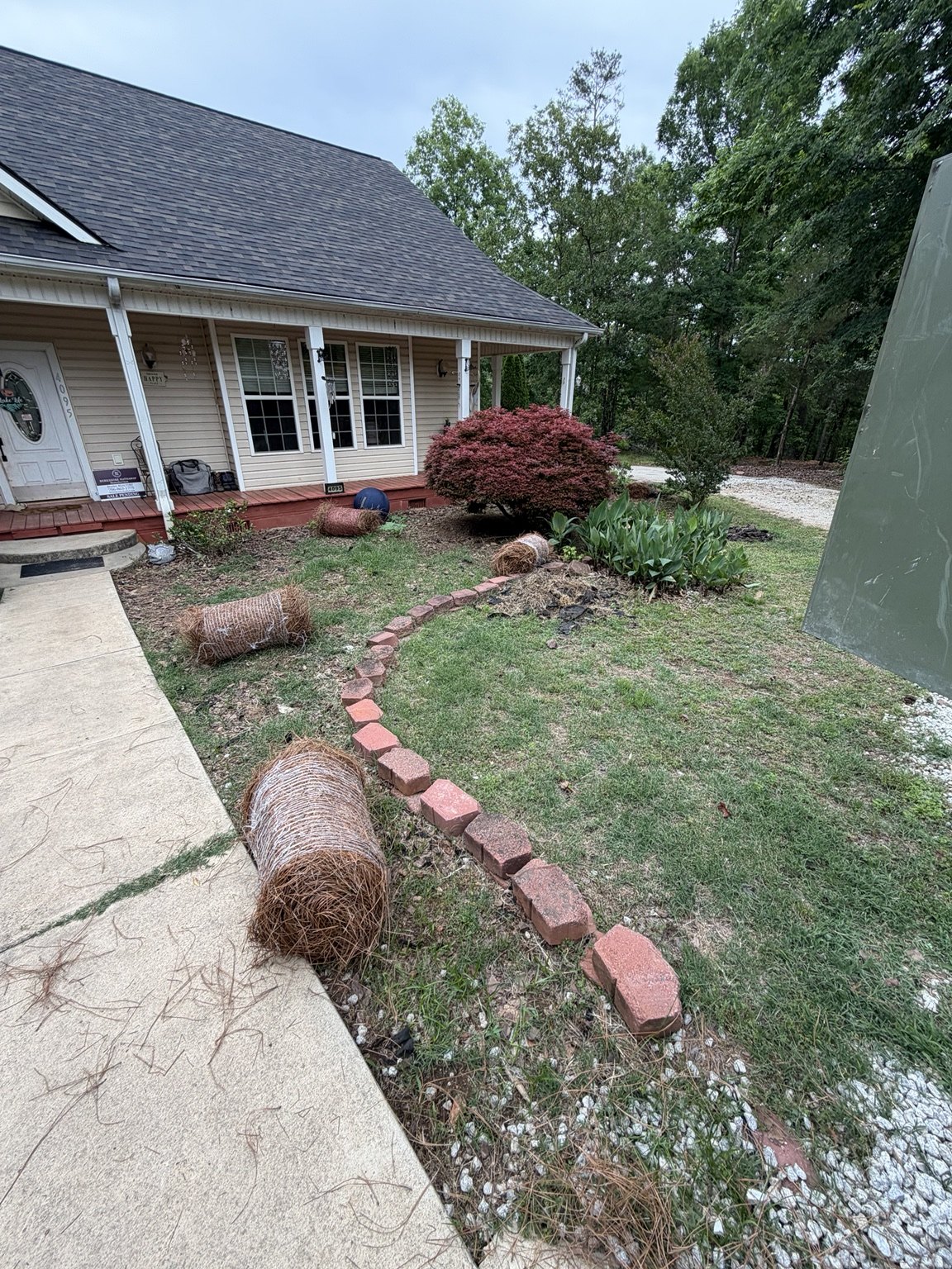 Landscape bed before pine straw installation