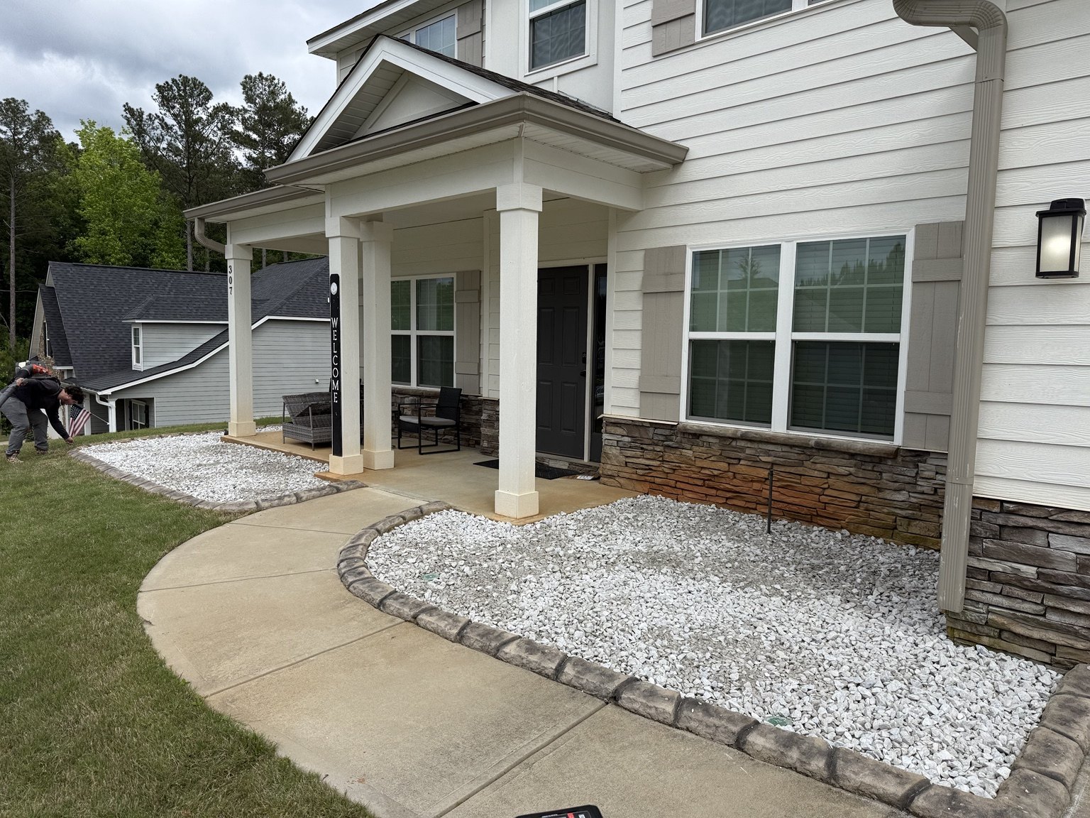 Decorative rock landscape installation